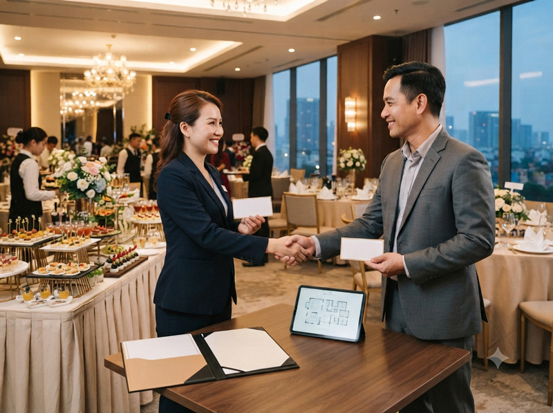 Mô hình hợp tác giữa dịch vụ tiệc và đơn vị cho thuê địa điểm